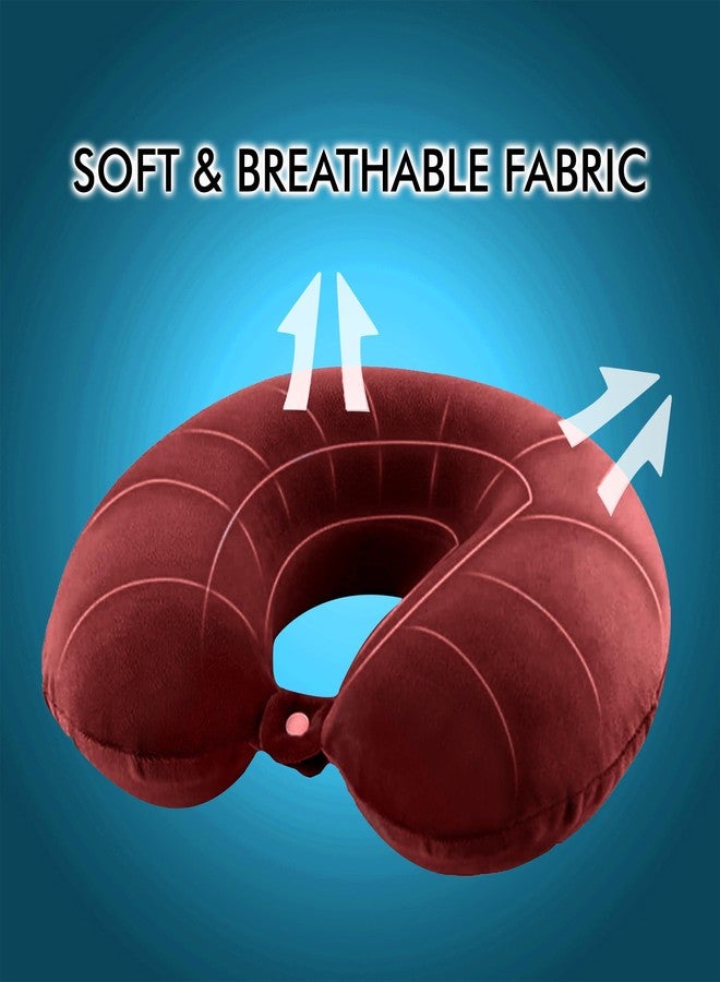 GREELI U Shaped Neck Pillow Soft Fiber Filled Travel Cushion with Snap Button, Comfortable Fabric, Neck Support for Flight, Bus, Car, Neck Pillow for Pain Relief (Red) - Image 4